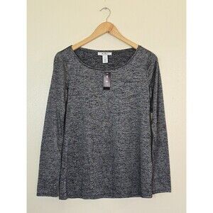 White House Black Market Wide Scoop Neck Tee Womens Size Small Metallic